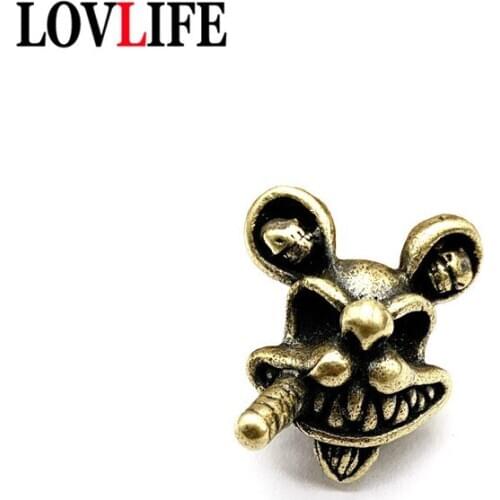 Punk Brass Rabbit Skull Lanyard Pendant for Keychain Jewelry Vintage DIY Bracelet Accessories Paracord Rope Bead Lanyard Hanging