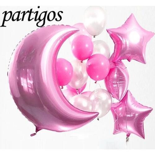 16pcs/set 30inch Big Moon 18'' Star 3.2g Latex Balloon Wedding Birthday Decorations Baby Shower Foil Helium balls Party Supplies