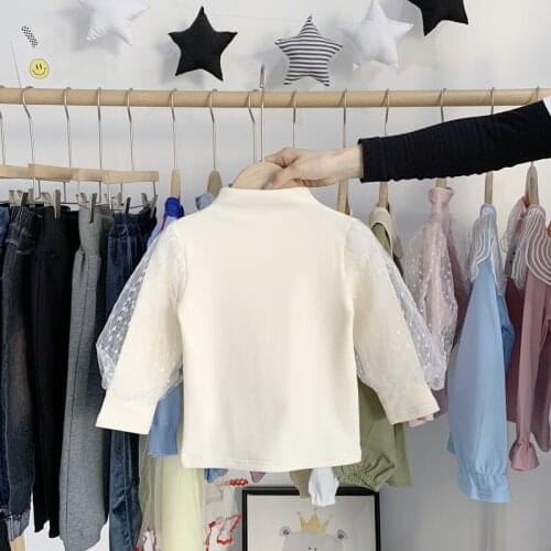 Summer 2020 Casual Solid T-Shirt Lace Long Sleeve T-Shirts For Girls High Quality Fashion Clothes