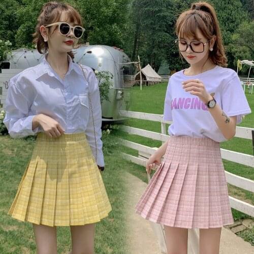 Little Short Dress Womens Autumn and Winter High Waist Slimming A- line Student Preppy Style Skirt plus Size Skirt sweet jk