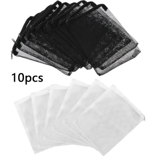 10 Pc Aquarium Filter Bag, Nylon Media Mesh Bags Reusable With Plastic Zipper For Fish Tank Bio Balls Pelletized Carbon