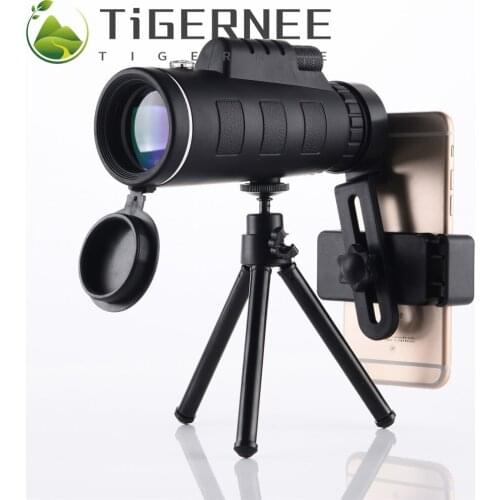 Telescope Monocular 40X60 Zoom Monocular Binoculars Clear Weak Night Vision Pocket Telescope with SmartPhone Holder for Camping