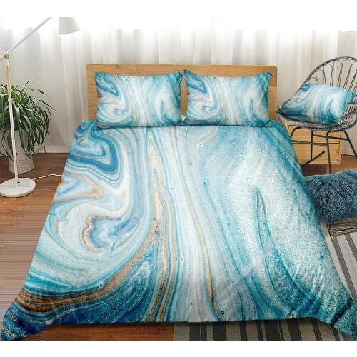 Marble Bedding Set Modern Duvet Cover Set Blue Marble Bed Linen Abstract Art Bedspread Kids Boy Home Textile Microfiber Beds Set