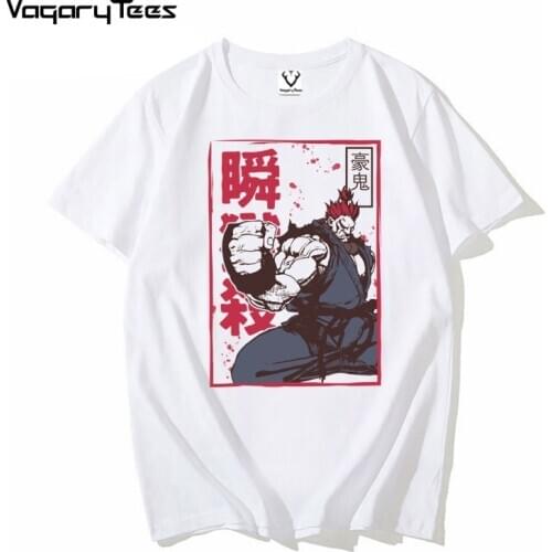 Men T-shirt Japan Style Fashion Hipster Retro T-Shirt Gouki Fighter T Shirt O Neck Youth Top TShirt Short Sleeve Summer Clothes
