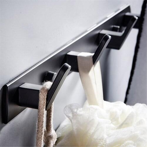 Wall Hat Clothes Coat Hanger Kitchen Hooks Shelf Bathroom Towel Hook Bedroom Door Black Wall Mounted Key Hanging Rack Aluminum