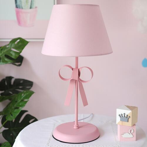 Bow-knot Table Light LED Desk Lamp Fabric Lampshade Lights for Childrens Room Princess Bedroom Bedside Lamps Luminaire