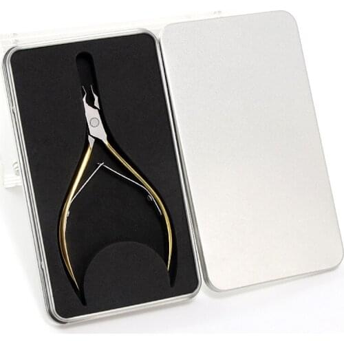 Stainless Steel Nail Cuticle Scissors Fingernail Toenail Cuticle Nipper Trimming Golden Handle Dead Skin Scissor D-503