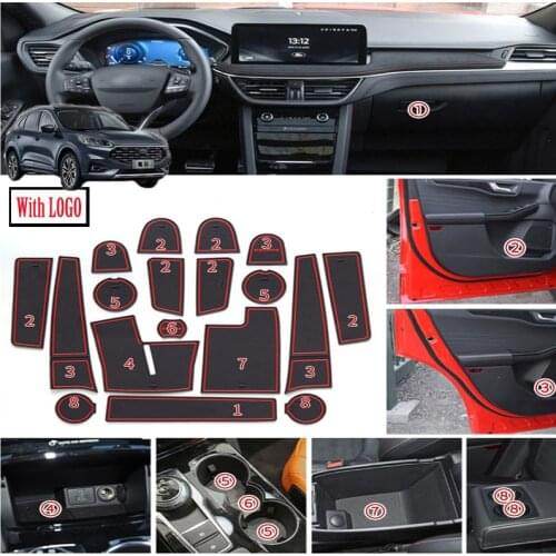 Car Interior Non-slip Door Slot Mat Storage Box Foot Pad Water Coaster Decoration For Ford Escape Kuga 2019 2020