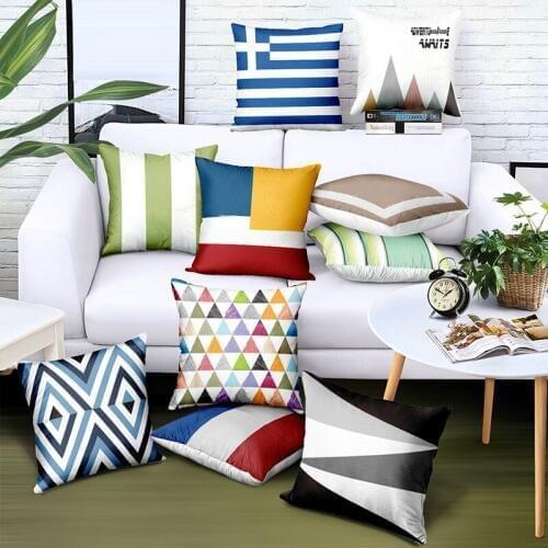 New Nordic style Geometric graphics Pillowcase Stripe 45*45 single-sided comfort Soft Printed cushion Office Bedroom Living room