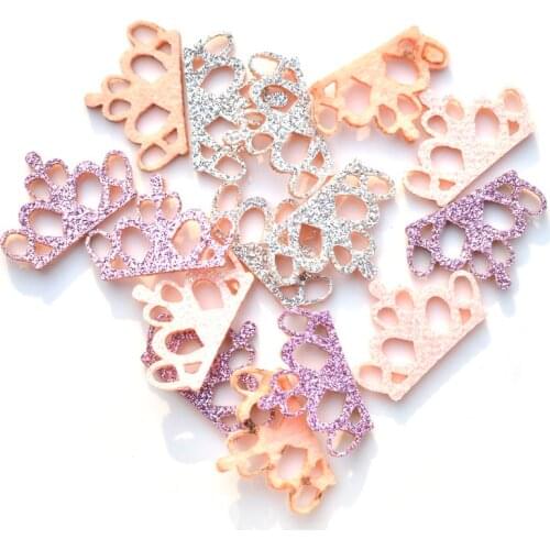 Wholesale 200Pcs Glitter Fabric Padded Appliques Crown Patches for Craft Wedding DIY Hat Headwear Hair Bow Decor Accessories K28
