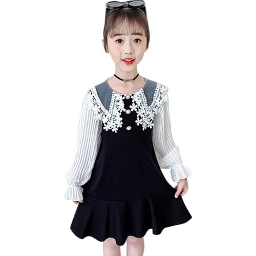 Teenage Girl Dresses Lace Dress Girls Patchwork Kids Dresses Spring Autumn Kids Costume 6 8 10 12 14