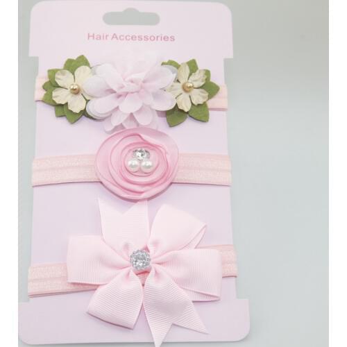 On sale 3pc baby girls boys elastic floral headband children skinny stretchy Rhinestone Bowknot elastic bows hair Bands