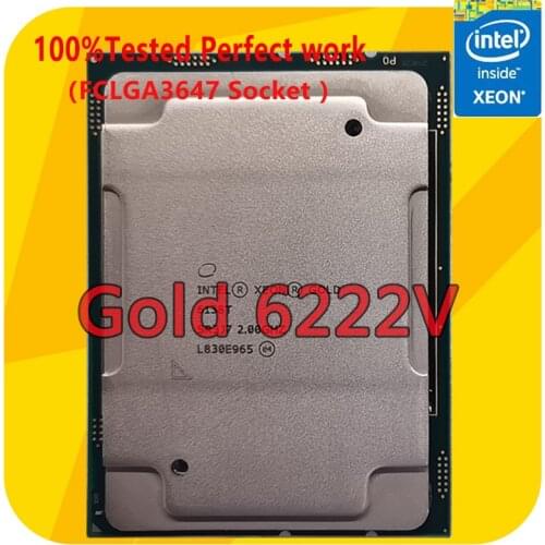 Intel Xeon Gold 6222V 1.8GHZ 20-Cores 40-Thread 27.5MB Smart Cache CPU Processor 115W LGA3647 For Server Motherboard