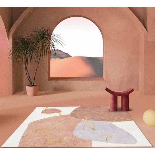 Simple Light Luxury Geometric Morandi Lavender Gray Pink Room Living Room Bedroom Bedside Carpet Floor Mat Customization