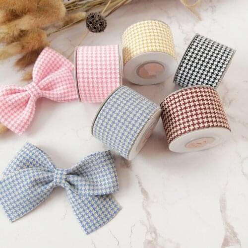 Kewgarden DIY Bow Corsage Hair Accessories Handmade Tape Houndstooth Ribbon 1.5" 1" 10 25 38 mm Packing Plaid Webbing 10 Yards