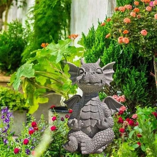 Garden Dragon Meditated Statue Collecting 16cm Resin Ornament Yard Craft Land scaping for Home Garden courtyard Decoration