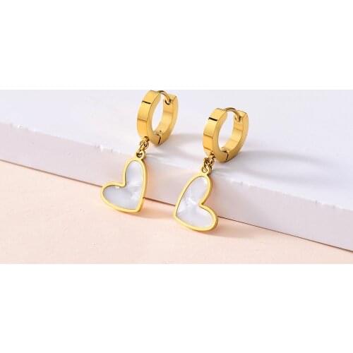 XIYANIKE 316L Stainless Steel Gold Color Enamel Heart Drop Earrings 2021 For Women New Gift Fashion Party Wedding Jewelry