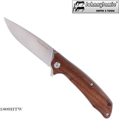 JohnnyJamie Brand folding knife Wood handle Camping Knife City EDC Tools Knife Outdoor Travel Tactical Cutter Knifes