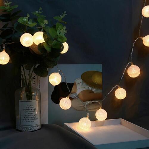 AC 220V 3.7m 20 Cotton Wire Balls LED Light String Christmas Indoor Night Lamp Strip With EU Plug