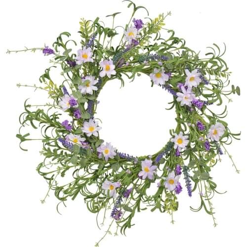 Door Wreath Flower Wreaths Round Home Ornament Lavender Artificial Spring And Summer