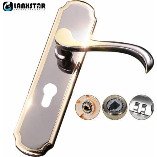 Interior Door Lock Zinc Alloy Handle Gold Titanium Color Bearing Copper Lockset Modern Hardware Mechanical Locks