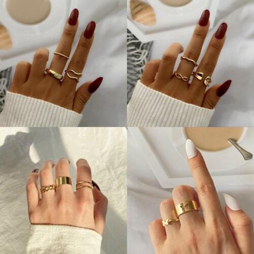 KISS WIFE 3Pcs Punk Gold Silver Color Adjustable Rings For Women Girls Butterfly Open Ring Set 2021 Trend Fashion Jewelry Gift