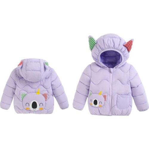 Boys And Girls Winter Leisure Cotton Jacket Cartoon Koala Pattern Warm Childrens Down Jacket 2-6 Years Old