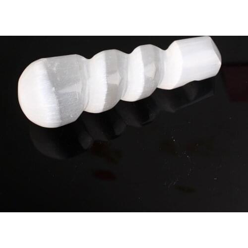 1PC Natural White Spiral Selenite Point Stick Crystal Twist Tower Wand Gypsum Crystal Stone Massager Healing Collection Gifts