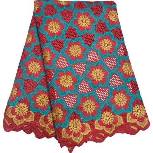 2021 High Quality African Nigerian Tulle Lace Fabric Swiss Cotton fabric 100% Cotton Fabric Embroidered Party Dress 2.5yards