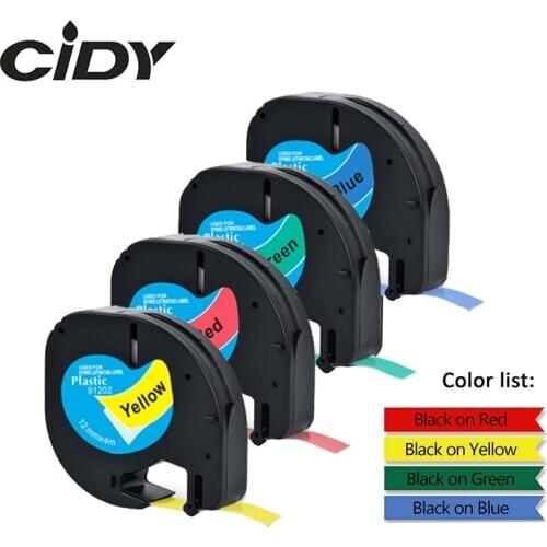 4pcs mixed color of 91202 91203 91204 91205 labels 12mm dymo letratag 91201 91331 tape for LT-100H label maker