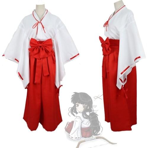 Anime Cosplay Inuyasha Kikyo Costume For Girls Traditional Japanese Kimono Halloween Costumes For Women Role Play