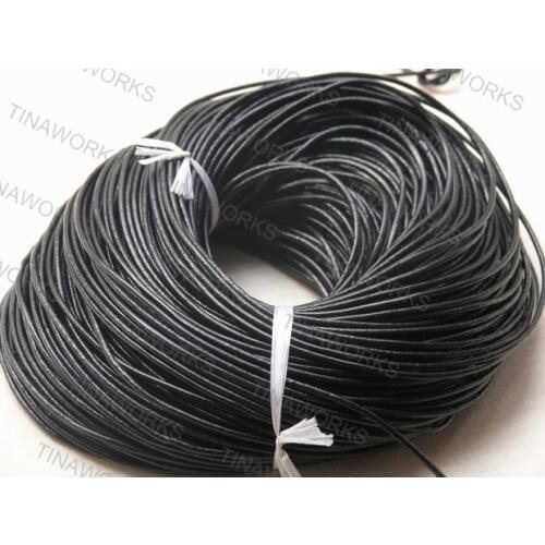 FREE SHIPPING 100m Black Real Leather Necklace Cord/String Without Clasp 2.5mm