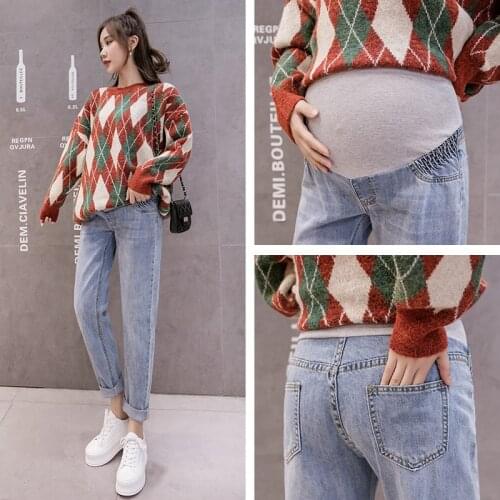 Maternity pants 2021 Spring and Autumn New Loose Thin Pregnant women Daddy Harlan Jeans