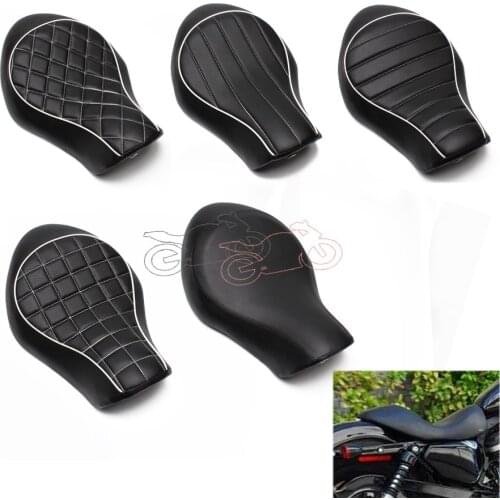 Black Motorcycle PU Leather Retro Old School Driver Seat Big SOLO Seat Benche for 2005-2013 Harley XL883N XL883L XL883X