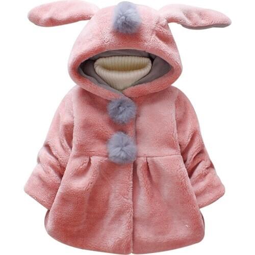 Girls Winter Coat Autumn Toddler Girl Rabbit Ears Wool Sweater Jacket Children Hooded Long-Sleeved Clothes 0-3 Yrs Kids Clothing