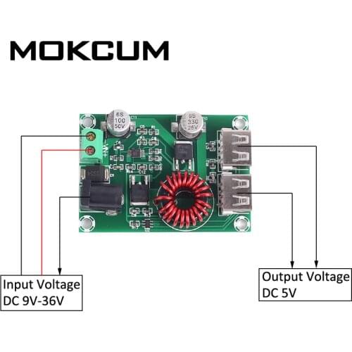 Dual USB 5V 3A*2 Mobile Power Bank Battery Charger PCB Power Module Accessory for Phone Step Down Buck Converter DC 9-36V Input