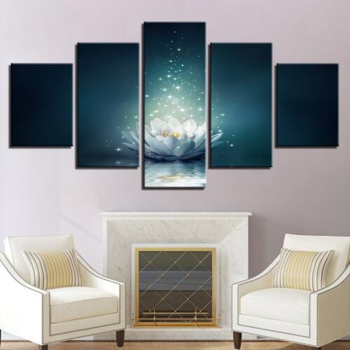 Painting Canvas Wall Art Prints Framed 5 Panel Beautiful Flower Fashion Home Decoration Modular Pictures For Living Room