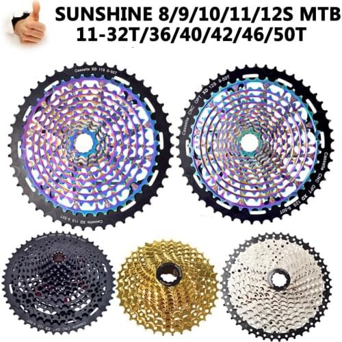 SUNSHINE MTB bike Road Bicycle Freewheel 10 speed Cassette 9S 10S 11S 12S Flywheel 10V /36/40/42/46/50T 52T for XD cassette SRAM