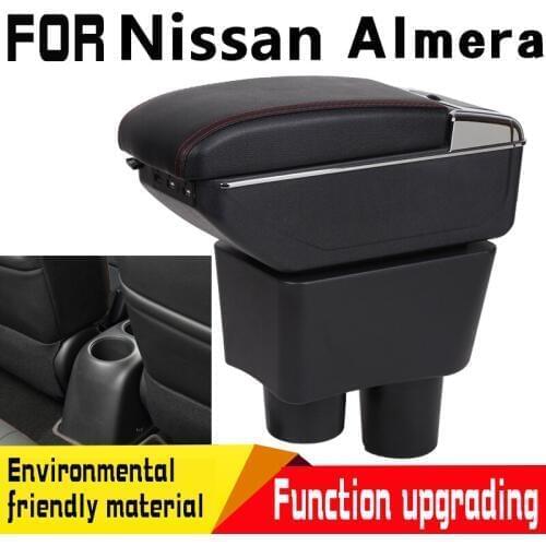 Leather Car Armrest For Nissan almera Centre Console Storage Box