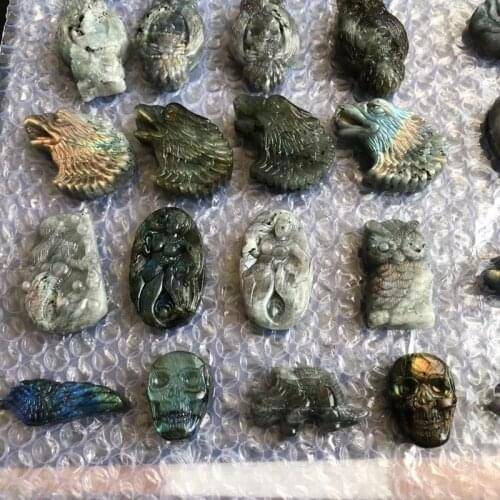 Labradorite Carved Animal Natural Stones Quartz Gemstones Healing Crystals Gems Reiki Home Decoration