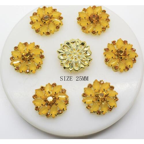 NEW 5Pcs/Lot 25mm button For Clothing Gold Color buttonhole diy girl hair accessory Initation flower Bow Wedding decoration