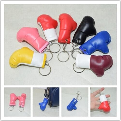 New Design leather boxing gloves keychain PVC fist keychain Sports Keychain accessories Car Keychain Ring Gift Souvenir