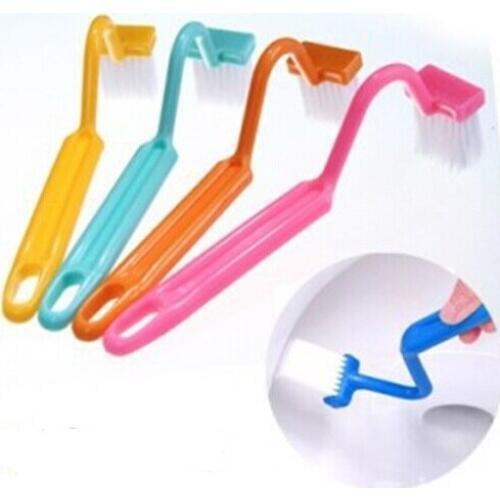 O0158 Japanese styleToilet brush curved handle brush clean bathroom essential Scrubber V-type Cleaner Clean Brush Bent 5pcs/lot