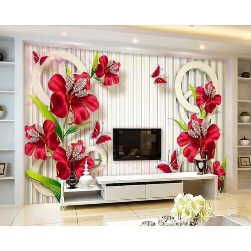 Papel de parede Exquisite 3d jewelry flower wallpaper mural,living room TV sofa wall bedroom kitchen wall papers home decor cafe