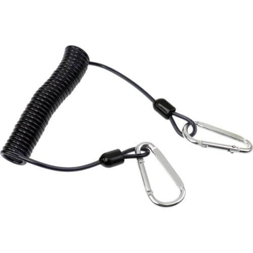 MagiDeal Strong Elastic Coil Lanyard with Double Ended Carabiners Keychain Clips for Security Reels Torch Camera Tools