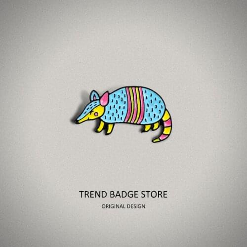Rat Animal Armadillo Brooch Animal Lover Pin Rainbow Color Denim Backpack Childrens Jewelry Bag Badge