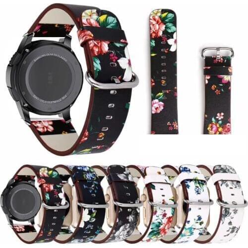 Leather Strap for samsung galaxy watch 46mm wristband gear 2 s3 amazfit 2s/1 pace Zenwatch 1 2 Ticwatch 1 pro Flower band