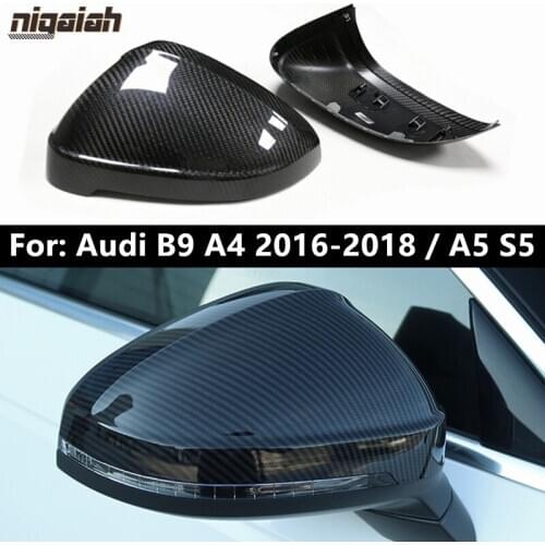 Dry Carbon Fiber Mirror Covers Replacement for Audi A4 B9 2016 2017 2018 A5 S5 S Line Mirror Caps OEM Fitment with Lane Assist