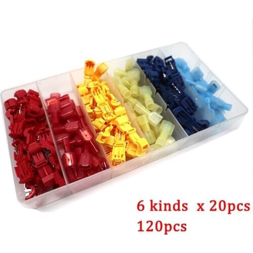 T Tap Wire Connectors Spade Terminals Hand Tool Set, T-Tap Snap Splice Lock Wire Male Quick Spade Terminal Connector Assorted K