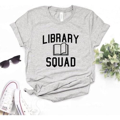 Library Squad Print Women Tshirts Cotton Casual Funny t Shirt For Lady Top Tee Hipster 6 Color NA-678